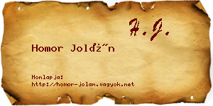 Homor Jolán névjegykártya